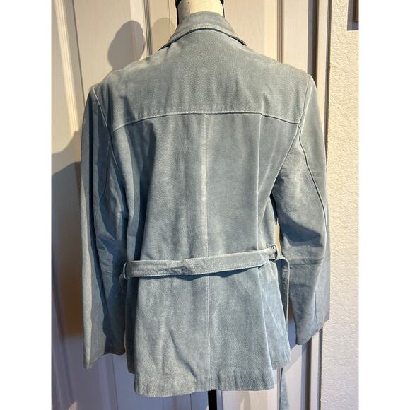 Powder Blue Suede Leather Jacket - Picture 3 of 7